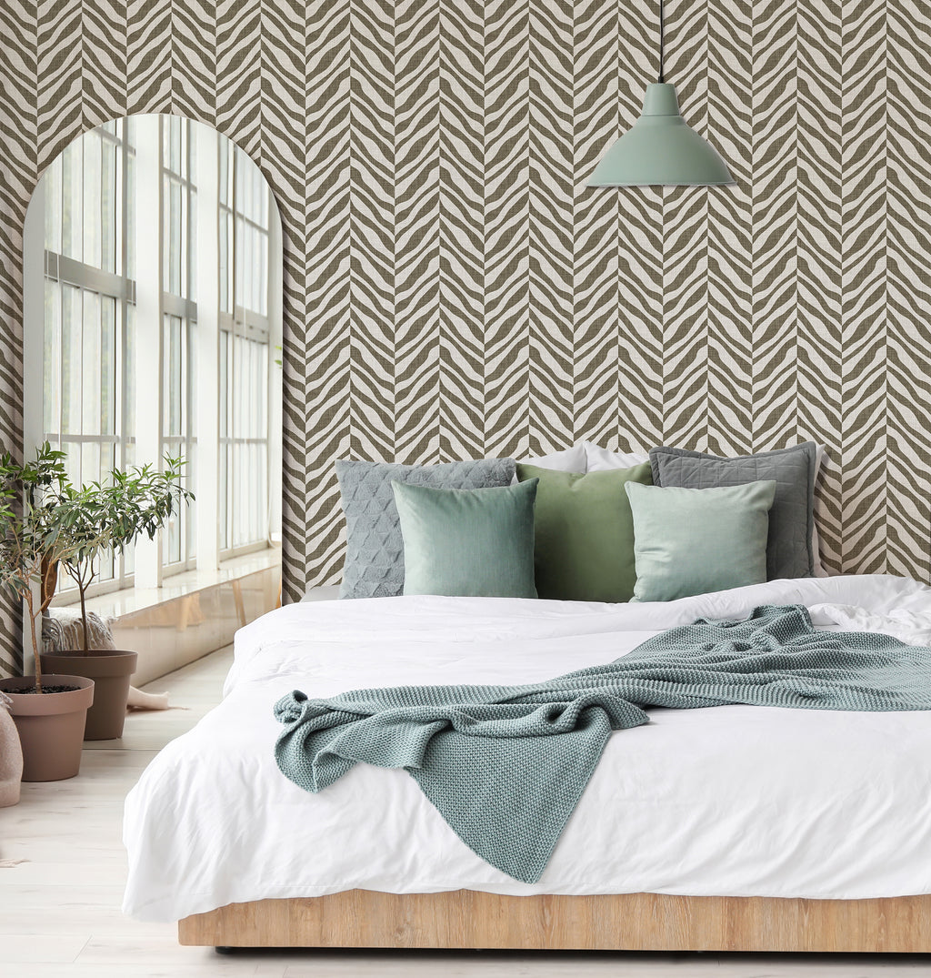 Walraime Home Wall Decor Modern Style Abstract Chevron Striped Geometric Printed Peel and Stick Self-Adhesive Wallpaper Wall Mural Decoration WRM086